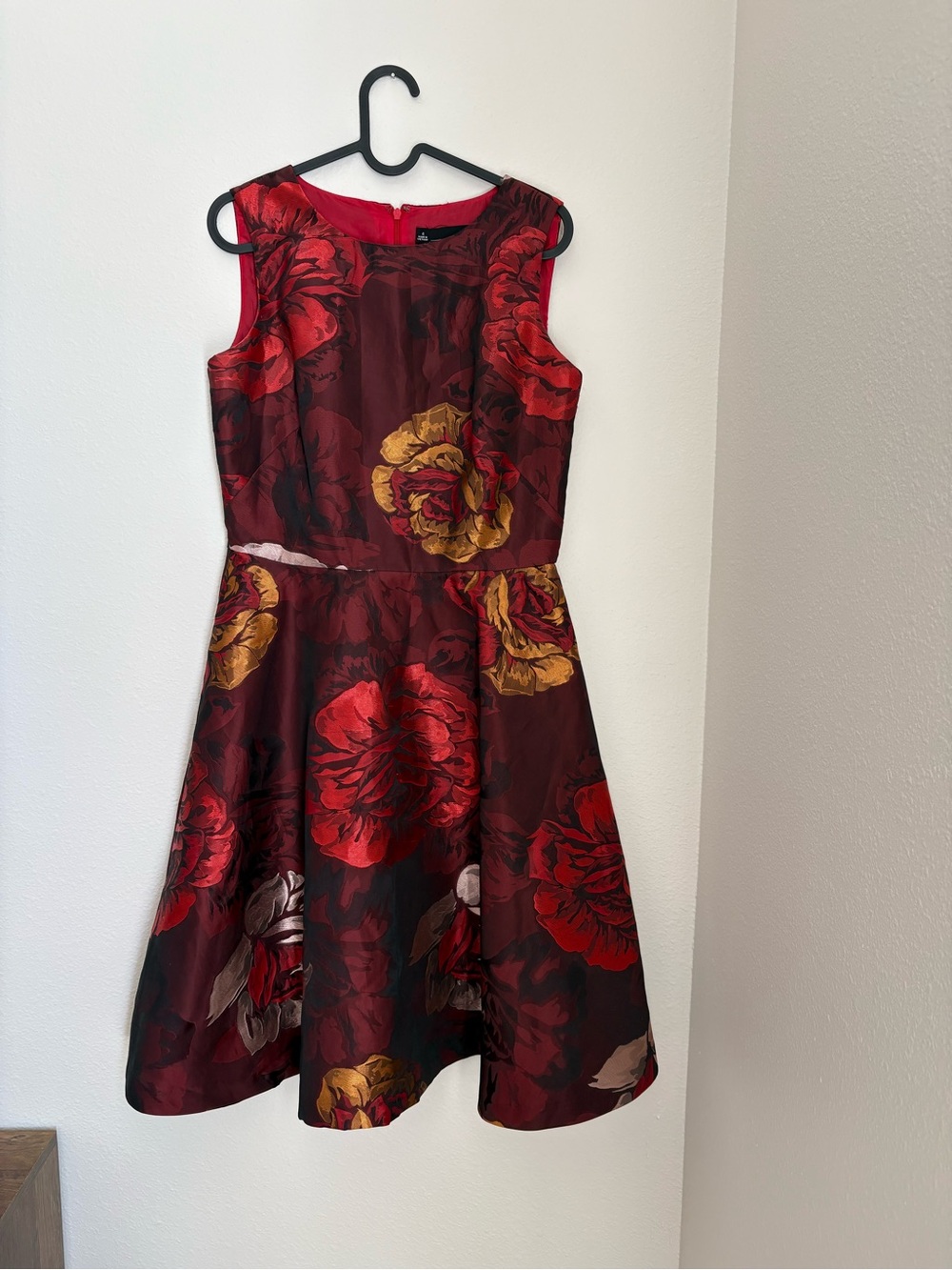 Chetta b Women's Red Floral Fit-and-Flare Dress
